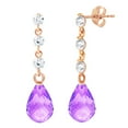 thumbnail image 1 of Galaxy Gold 14K Rose Gold Natural Diamonds and Amethyst Dangle Earrings - February Birthstone - Peace & Wisdom - Fine Jewelry for Women, 1 of 2