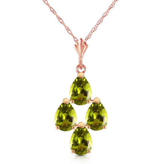 Galaxy Gold GG 14K Rose Gold Peridot Pendant Necklace - August Birthstone - Warmth & Prosperity - 16" to 24" - Fine Jewelry for Women
