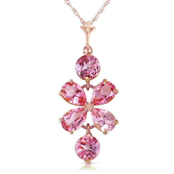 Galaxy Gold GG 14K Rose Gold Pink Topaz Pendant Necklace - Hope & Creativity - 16" to 24" - Fine Jewelry for Women