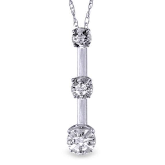 Galaxy Gold GG 14K White Gold 0.1 Carat Natural Diamonds Pendant Necklace - Strength & Brilliance - 16" to 24" - Fine Jewelry for Women