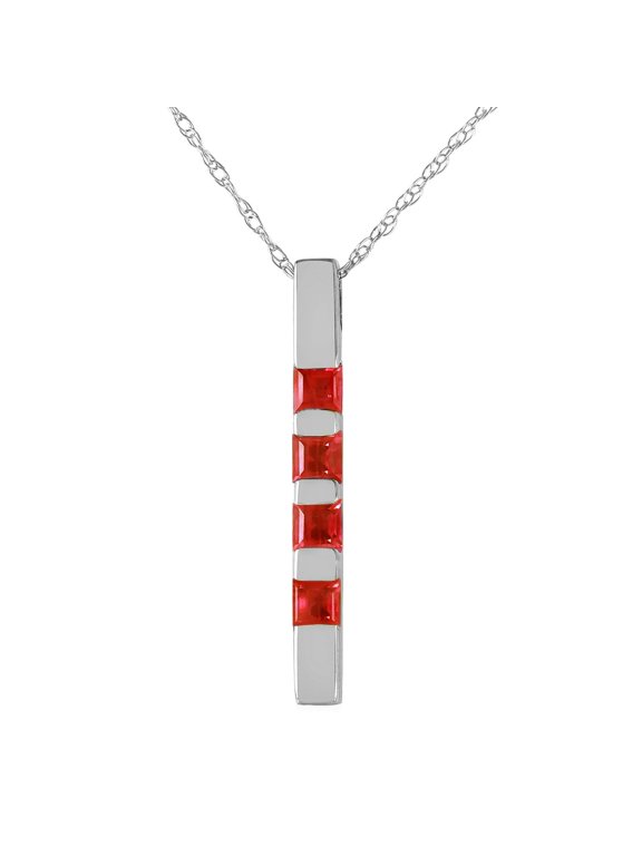 GG 14K White Gold 0.35 Carat Ruby Pendant Necklace - July Birthstone - Passion & Protection - 16" to 24" - Fine Jewelry for Women