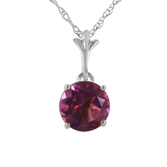 Galaxy Gold GG 14K White Gold 1.15 Carat Amethyst Pendant Necklace - February Birthstone - Peace & Wisdom - 16" to 24" - Fine Jewelry for Women