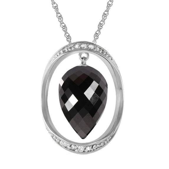 Galaxy Gold 14K White Gold 12.35 Carat Natural Diamonds and Briolette Pointy Drop Black Spinel Necklace - Strength & Brilliance - 16" to 24" - Fine Jewelry for Women