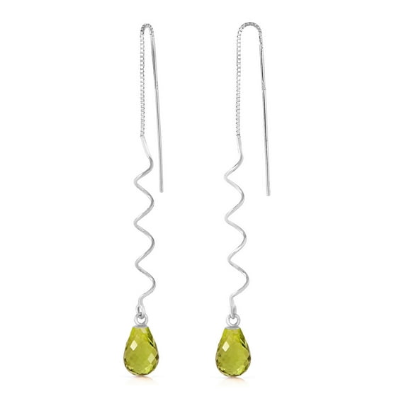 Galaxy Gold GG 14K White Gold 3.3 CTW Natural Peridot Dangle Earrings - August Birthstone - Abundance & Joy - Fine Jewelry for Women