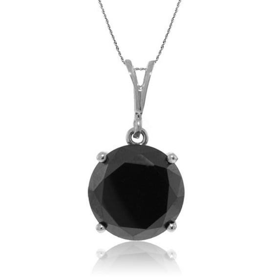 Galaxy Gold GG 14K White Gold 3.50 Carat 3.50 Carat Natural Black Diamond Pendant Necklace - April Birthstone - Strength & Brilliance - 16" to 24" - Fine Jewelry for Women