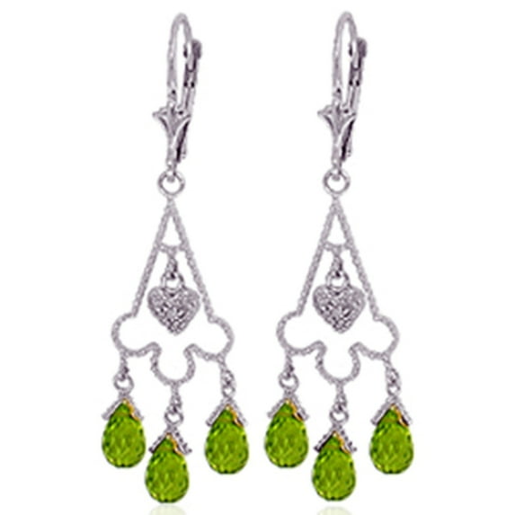 Galaxy Gold 14K White Gold 4.83 CTW Natural Diamonds and Peridot Dangle Earrings - August Birthstone - Abundance & Joy - Fine Jewelry for Women