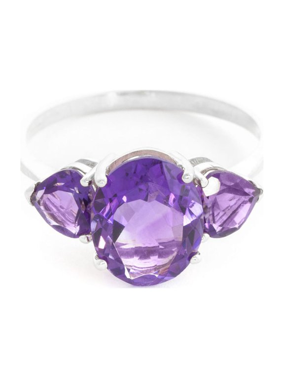 GG 14K White Gold 4 CTW Natural Amethysts Ring - February Birthstone - Peace & Wisdom - Sizes 5.5 to 11 - Fine Jewelry for Women
