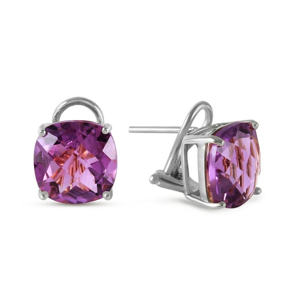 Galaxy Gold 14K Solid Gold 7.2 Carat Natural Amethyst Stud Earrings for Women - White Gold Fine Jewelry