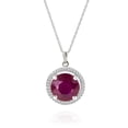 thumbnail image 1 of Galaxy Gold 14K White Gold 8.7 Carat Natural Diamonds and Ruby Halo Pendant Necklace - July Birthstone - Passion & Protection - 16" to 24" - Fine Jewelry for Women, 1 of 1