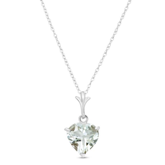 Galaxy Gold GG 14K White Gold Aquamarine Heart Necklace - March Birthstone - Courage & Clarity - 16" to 24" - Fine Jewelry for Women