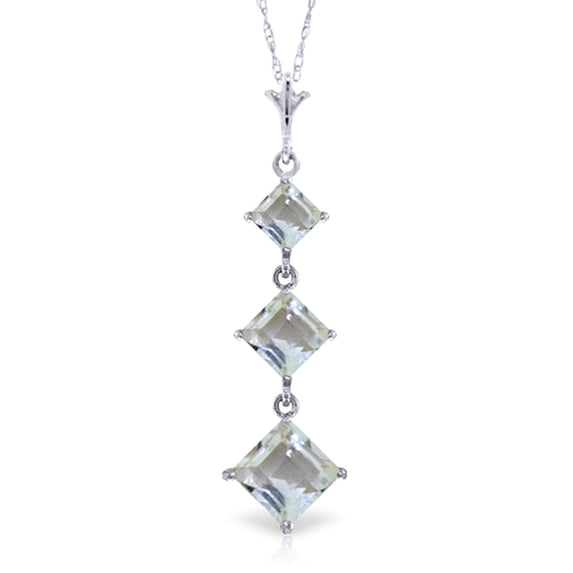 Galaxy Gold GG 14K White Gold Aquamarine Pendant Necklace - March Birthstone - Courage & Clarity - 16" to 24" - Fine Jewelry for Women