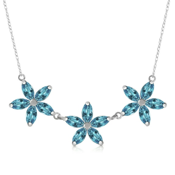 Galaxy Gold GG 14K White Gold Blue Topaz Pendant Necklace - December Birthstone - Communication & Serenity - 16" to 24" - Fine Jewelry for Women