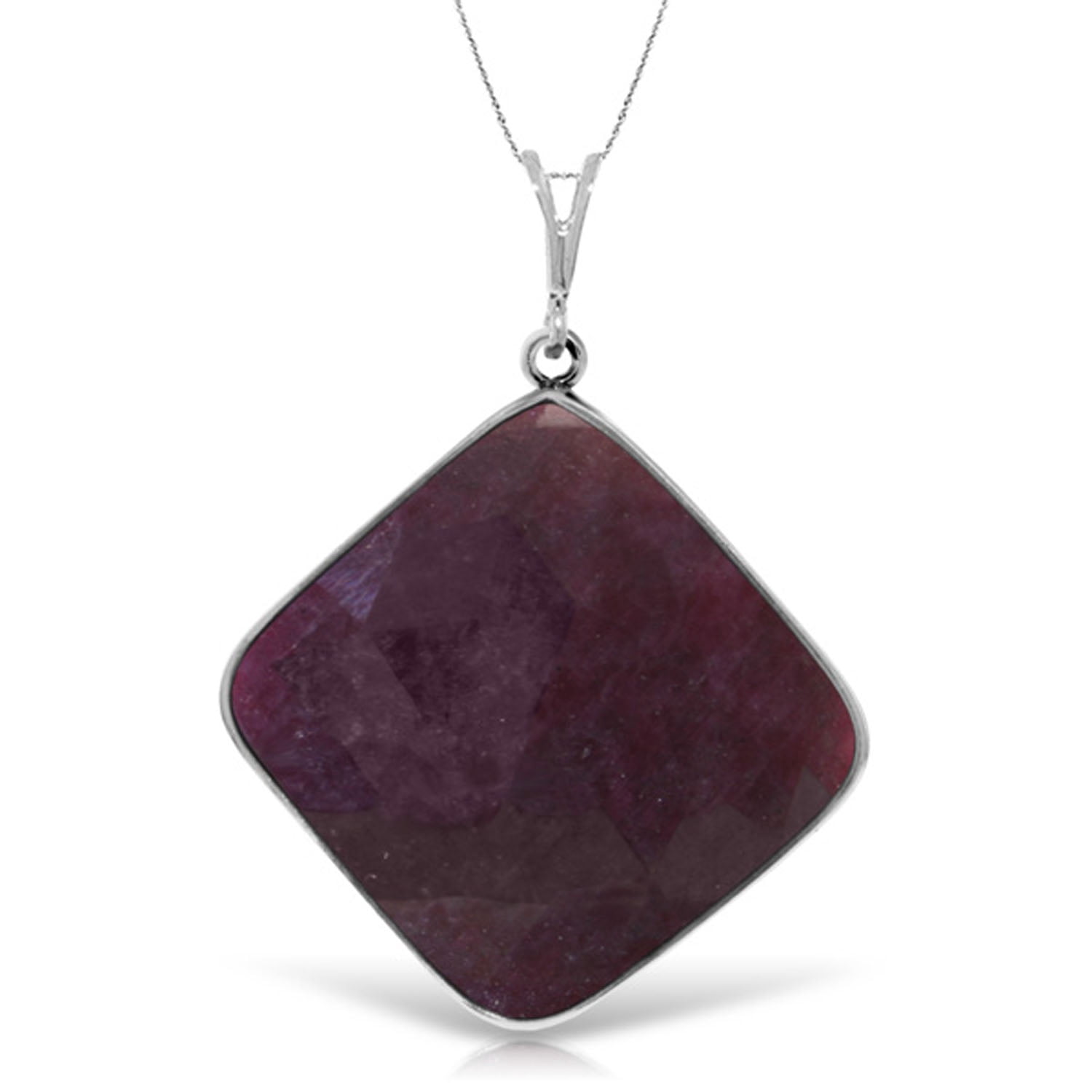 Galaxy Ruby Galaxy Gold 14K White Gold Checkerboard Cut Square Shape Ruby Pendant ...