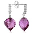 thumbnail image 1 of Galaxy Gold 14K White Gold Natural Amethyst and Diamonds Dangle Earrings - February Birthstone - Peace & Wisdom - Fine Jewelry for Women, 1 of 2
