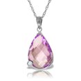 thumbnail image 1 of Galaxy Gold 14K White Gold Natural Briolette Checkerboard Cut Amethyst and Diamonds Necklace - February Birthstone - Peace & Wisdom - 16" to 24" - Fine Jewelry for Women, 1 of 3