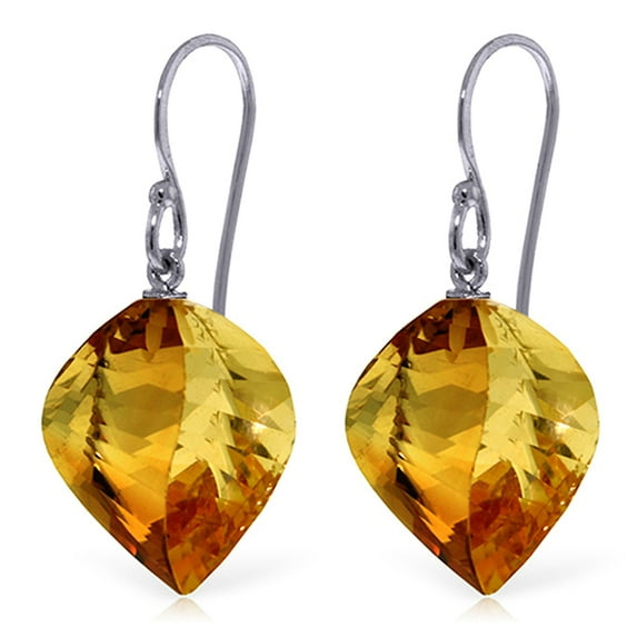 Galaxy Gold 14K White Gold Natural Citrine Dangle Earrings - November Birthstone - Joy - Fine Jewelry for Women