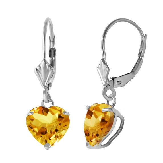 Galaxy Gold GG 14K White Gold Natural Citrine Dangle Earrings - November Birthstone - Warmth & Prosperity - Fine Jewelry for Women