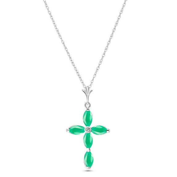 Galaxy Gold 14K Solid Gold Natural Diamond Cross Pendant Necklace for Women - White Gold Fine Jewelry