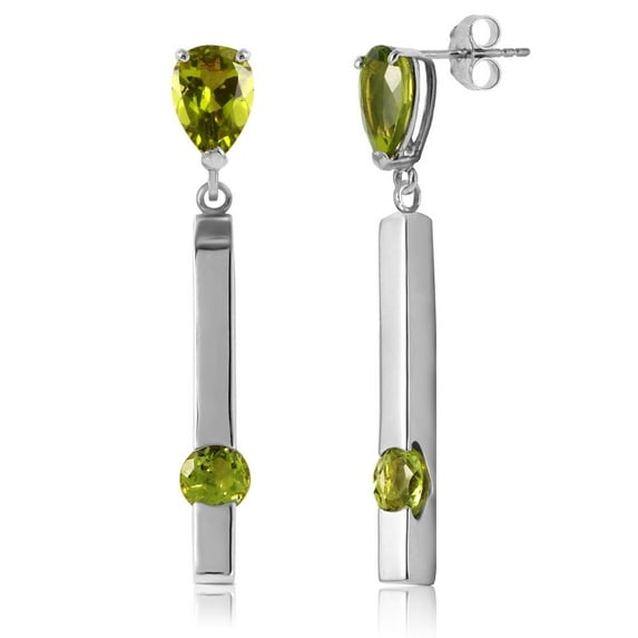 Galaxy Gold GG 14K White Gold Natural Peridot Dangle Earrings - August Birthstone - Abundance & Joy - Fine Jewelry for Women