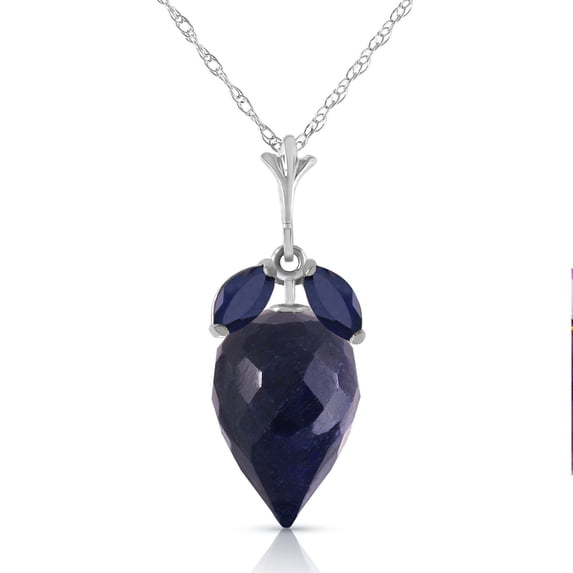Galaxy Gold 14K White Gold Natural Sapphire Marquise Stones and Pointy Sapphire Briolette Drop Necklace - September Birthstone - Truth & Nobility - 16" to 24" - Fine Jewelry for Women