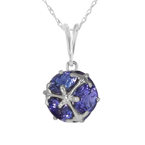 Galaxy Gold GG 14K White Gold Natural Tanzanites Pendant Necklace - December Birthstone - Communication & Serenity - 16" to 24" - Fine Jewelry for Women