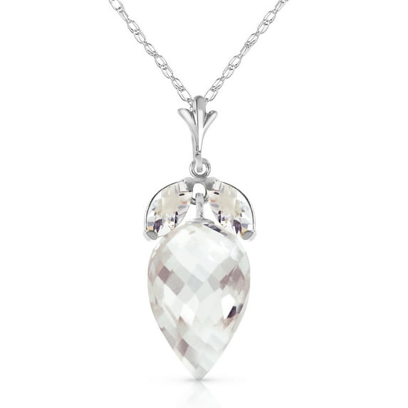 Galaxy Gold 14K White Gold Natural White Topaz Marquise Stones and Pointy White Topaz Briolette Drop Necklace - Courage & Clarity - 16" to 24" - Fine Jewelry for Women