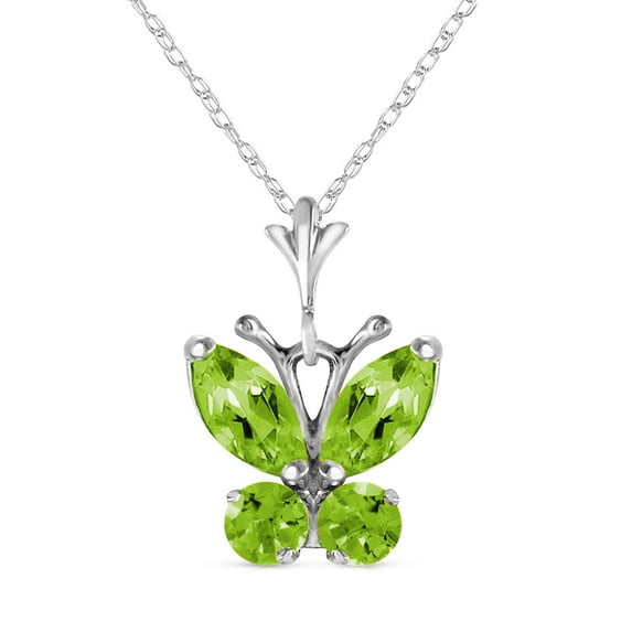 Galaxy Gold 14K Solid Gold Natural Peridot Butterfly Necklace for Women - White Gold Fine Jewelry