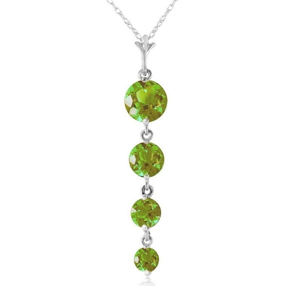 Galaxy Gold 14K Solid Gold Natural Peridot Pendant Necklace for Women - White Gold Fine Jewelry