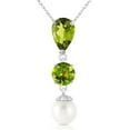 thumbnail image 1 of Galaxy Gold GG 14K White Gold Peridot and Pearl Pendant Necklace - August Birthstone - Warmth & Prosperity - 16" to 24" - Fine Jewelry for Women, 1 of 3