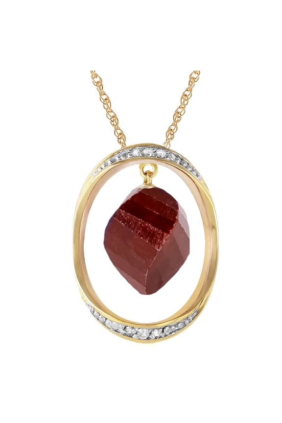 14K Yellow Gold 15.35 Carat Twisted Briolette Dyed Ruby and Diamonds Necklace - July Birthstone - Passion & Protection - 16" to 24" - Fine Jewelry for Women