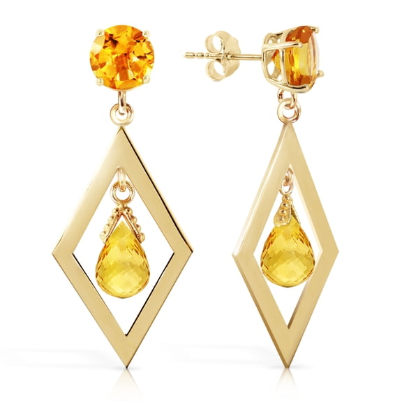 Galaxy Gold 14K Solid Gold 2.4 Carat Natural Citrine Drop Earrings for Women - Yellow Gold Fine Jewelry