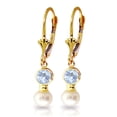 thumbnail image 1 of Galaxy Gold 14K Yellow Gold 2.7 CTW Freshwater Pearl and Natural Aquamarine Dangle Earrings - March Birthstone - Courage & Clarity - Fine Jewelry for Women, 1 of 1