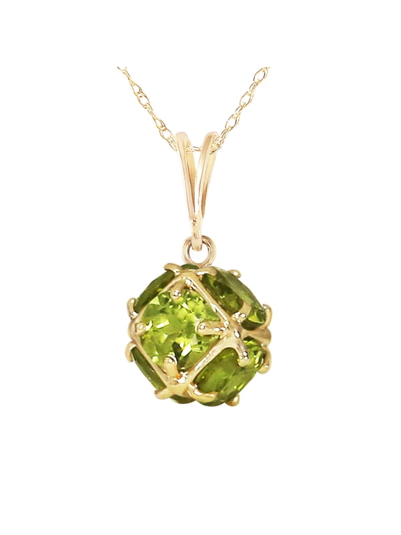 GG 14K Yellow Gold 3.3 Carat Natural Peridots Pendant Necklace - August Birthstone - Abundance & Joy - 16" to 24" - Fine Jewelry for Women
