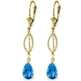 thumbnail image 1 of Galaxy Gold 14K Yellow Gold 3 Carat Natural Blue Topaz Dangle Earrings - December Birthstone - Communication & Serenity - Fine Jewelry for Women, 1 of 1