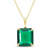 Galaxy Gold GG 14K Yellow Gold 4.5 Carat Octagon Shape High Polished Genuine Emerald Pendant Necklace - May Birthstone - Renewal & Love - 16 to 24 - Fine Jewelry for Women