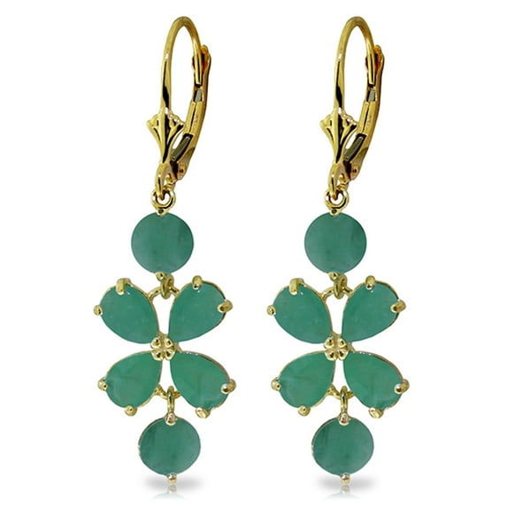 Galaxy Gold GG 14K Yellow Gold 5.32 CTW Natural Emerald Dangle Earrings - May Birthstone - Hope & Creativity - Fine Jewelry for Women