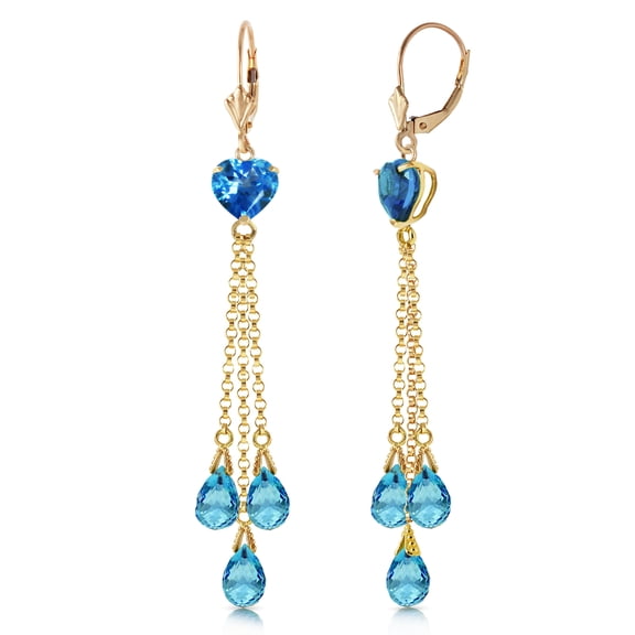 Galaxy Gold GG 14K Yellow Gold 9.5 Carat Natural Blue Topaz Earrings - December Birthstone - Communication & Serenity - Fine Jewelry for Women