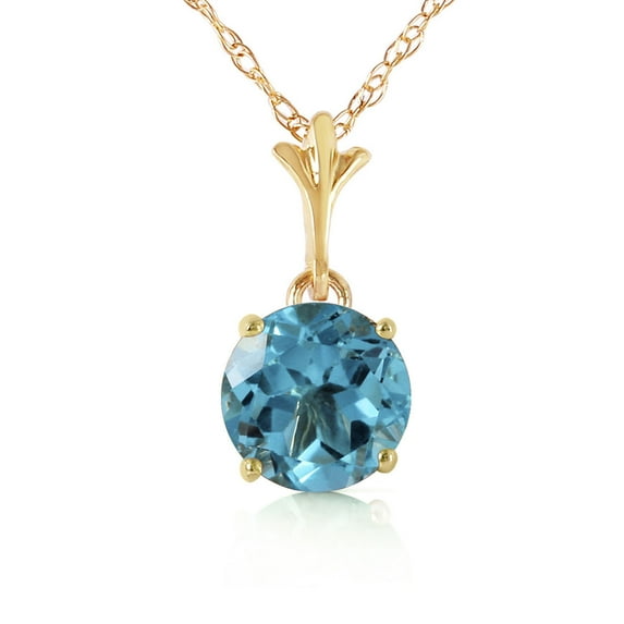 Galaxy Gold GG 14K Yellow Gold Blue Topaz Pendant Necklace - December Birthstone - Communication & Serenity - 16" to 24" - Fine Jewelry for Women