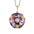 thumbnail image 1 of Galaxy Gold 14K Yellow Gold Checkerboard Cut Round Amethyst Pendant Necklace - February Birthstone - Peace & Wisdom - 16" to 24" - Fine Jewelry for Women, 1 of 4