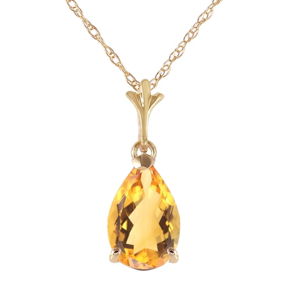 Galaxy Gold GG 14K Yellow Gold Citrine Pendant Necklace - November Birthstone - Warmth & Prosperity - 16" to 24" - Fine Jewelry for Women
