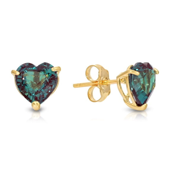 Galaxy Gold GG 14K Yellow Gold Lab-Grown Alexandrite Stud Earrings - June Birthstone - Abundance & Joy - Fine Jewelry for Women