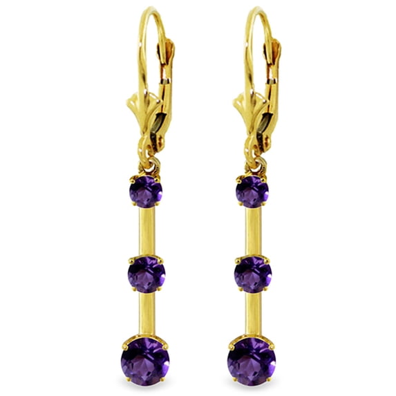 Galaxy Gold 14K Yellow Gold Natural Amethyst Dangle Earrings - February Birthstone - Peace & Wisdom - Fine Jewelry for Women