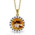thumbnail image 1 of Galaxy Gold 14K Yellow Gold Natural Black and White Diamonds and Citrine Pendant Necklace - November Birthstone - Warmth & Prosperity - 16" to 24" - Fine Jewelry for Women, 1 of 3
