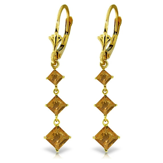 Galaxy Gold GG 14K Yellow Gold Natural Citrine Dangle Earrings - November Birthstone - Warmth & Prosperity - Fine Jewelry for Women