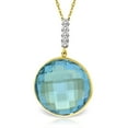thumbnail image 1 of Galaxy Gold 14K Yellow Gold Natural Diamonds and Checkerboard Cut Blue Topaz Pendant Necklace - December Birthstone - Communication & Serenity - 16" to 24" - Fine Jewelry for Women, 1 of 2