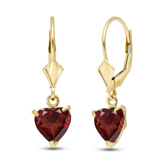 Galaxy Gold GG 14K Yellow Gold Natural Garnet Dangle Earrings - January Birthstone - Passion & Protection - Fine Jewelry for Women