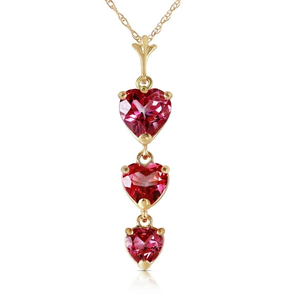 Galaxy Gold GG 14K Yellow Gold Pink Topaz Heart Necklace - Hope & Creativity - 16" to 24" - Fine Jewelry for Women