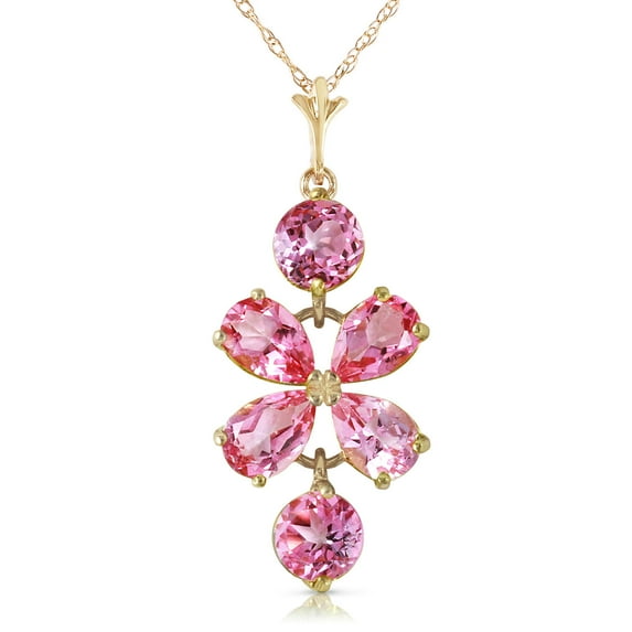 Galaxy Gold GG 14K Yellow Gold Pink Topaz Pendant Necklace - Hope & Creativity - 16" to 24" - Fine Jewelry for Women