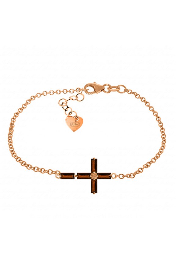 Garnet Cross Bracelet in 14k Rose Gold