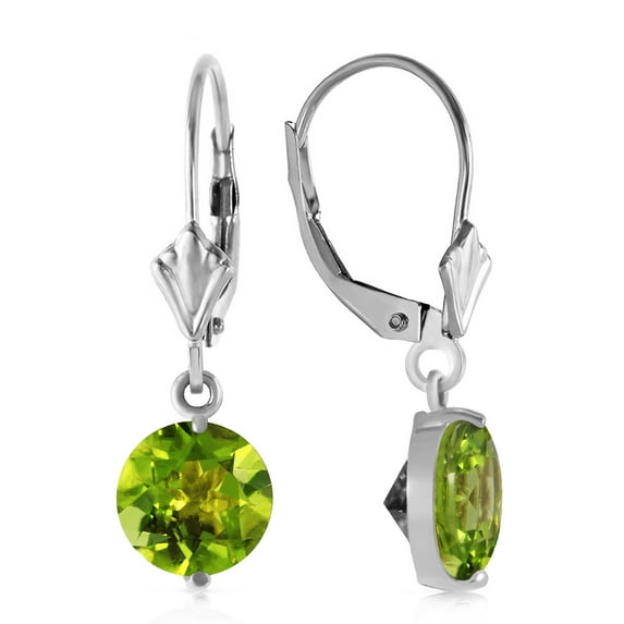 Galaxy Gold Genuine 14k White Gold 3.1 Carat (CTW) Natural Green Peridot Dangle Earrings